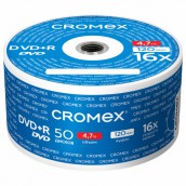 Диски DVD+R (плюс) CROMEX, 4,7 Gb, 16x, Bulk (термоусадка без шпиля), КОМПЛЕКТ 50 шт., 513774