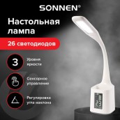 Настольная лампа-светильник SONNEN HS-01 на подставке, LCD-экран, СВЕТОДИОДНАЯ, 5 Вт, белый, 238234