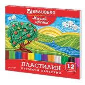 Пластилин классический BRAUBERG "МАГИЯ ЦВЕТА", 12 цветов, 240 г, со стеком, высшее качество, картонная упаковка, 103357