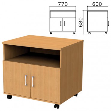 Тумба для оргтехники "Монолит", 770х600х680 мм, 2 двери, полка, цвет бук бавария, ТМ30.1