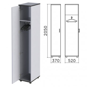 Шкаф для одежды "Монолит", 370х520х2050 мм, цвет серый, ШМ52.11