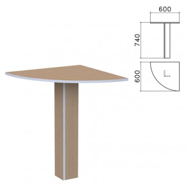 Стол приставной угловой "Бюджет", 600х600х740 мм, орех онтарио, 402664-160