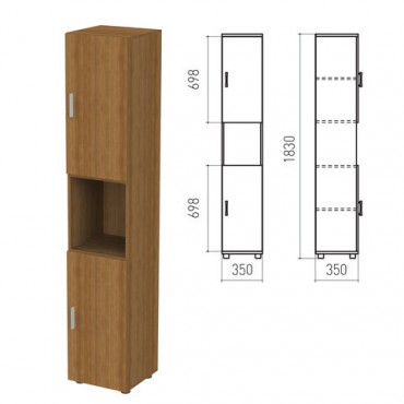 Шкаф полузакрытый "Канц", 350х350х1830 мм, цвет орех пирамидальный (КОМПЛЕКТ)