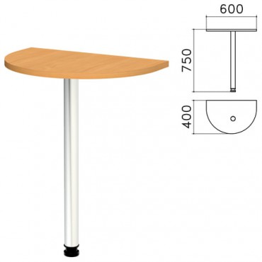 Стол приставной полукруг "Монолит", 600х400х750 мм, цвет бук бавария (КОМПЛЕКТ)