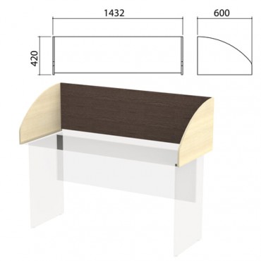 Экран-перегородка "Канц" 1432х600х420 мм, цвет венге/дуб молочный (КОМПЛЕКТ С ФУРНИТУРОЙ)