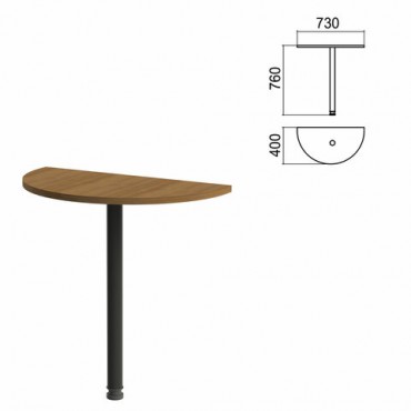 Стол приставной полукруг "Арго", 730х400х760 мм, орех/опора черная (КОМПЛЕКТ)