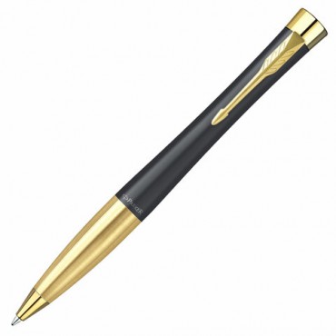 Ручка шариковая PARKER "Urban Twist Black GT", корпус черный, позолоченные детали, синяя, 2143640