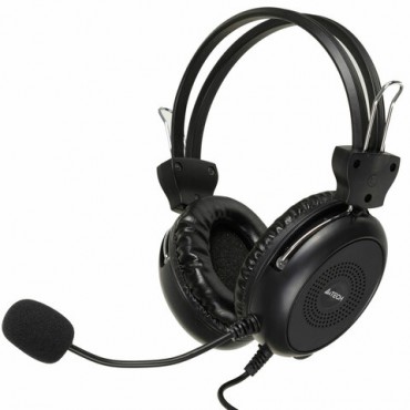 Наушники с микрофоном (гарнитура) A4TECH HU-30, проводные, 2 м, USB, черные, 1379903